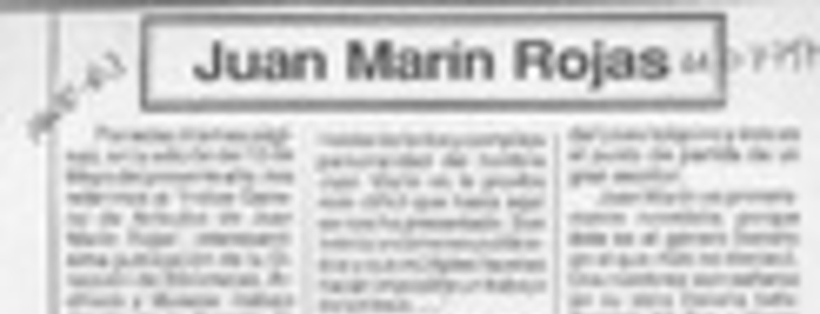 Juan Marín Rojas  [artículo] Amparo Pozo.