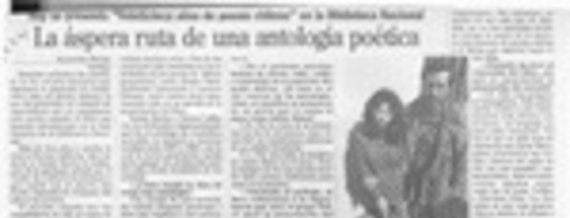 La áspera ruta de una antología poética  [artículo] Alejandra Rivera.