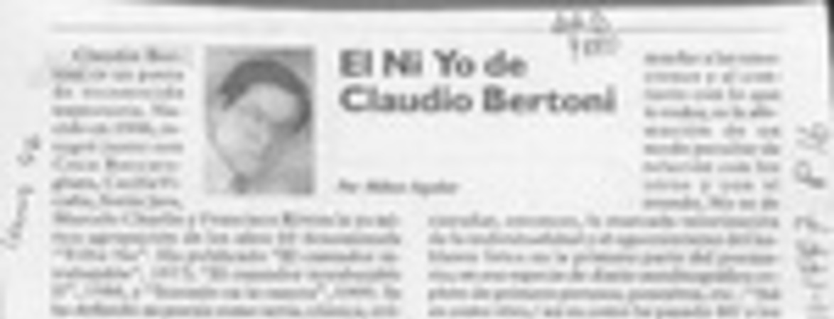 El Ni Yo de Claudio Bertoni  [artículo] Milton Aguilar.