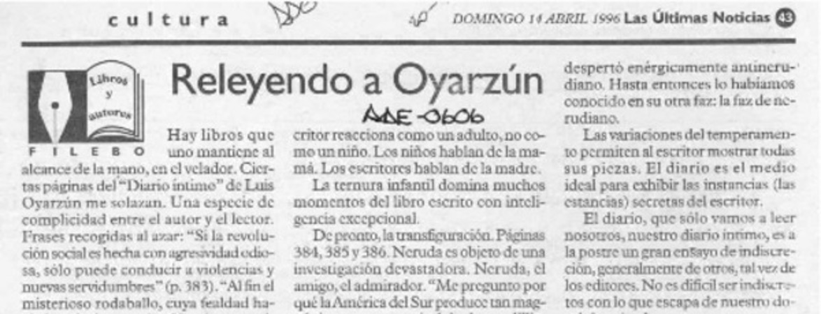 Releyendo a Oyarzún  [artículo] Filebo.