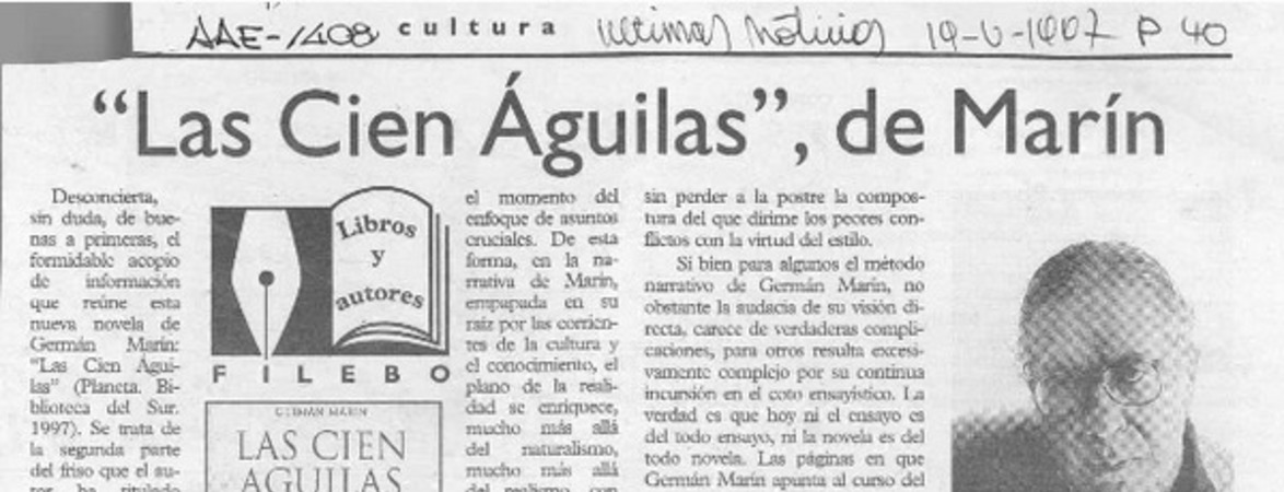 "Las cien águilas", de Marín  [artículo] Filebo.