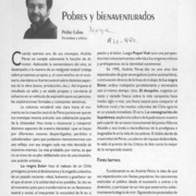 Pobres y bienaventurados  [artículo] Pedro Labra.