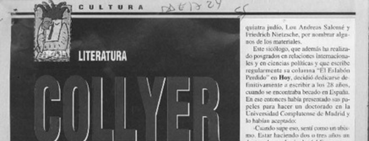 Collyer al acecho  [artículo] Valeria de los Ríos.