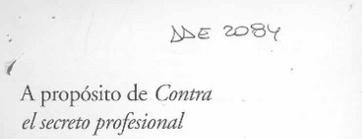 A propósito de "Contra el secreto profesional" de Jorge Guzmán  [artículo] Américo Ferrari.