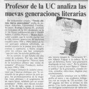 Profesor de la UC analiza las nuevas generaciones literarias  [artículo] A. J. S. V.