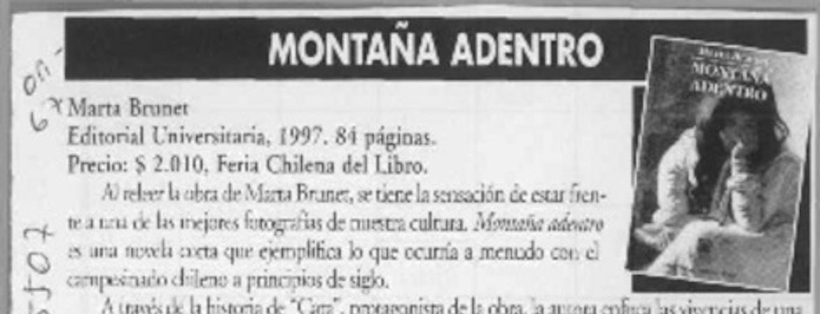 Montaña adentro  [artículo] Rosa Maria Verdejo.