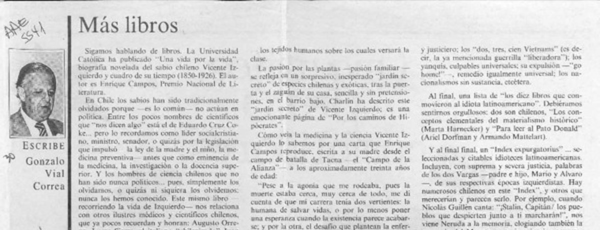 Más libros  [artículo] Gonzalo Vial Correa.