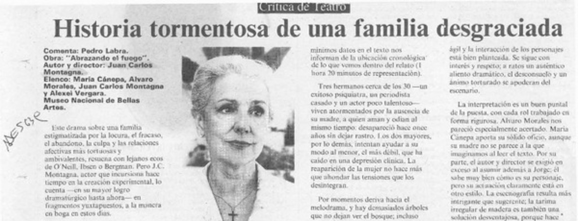 Historia tormentosa de una familia desgraciada  [artículo] Pedro Labra.