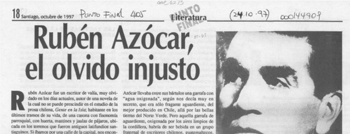 Rubén Azócar, el olvido injusto