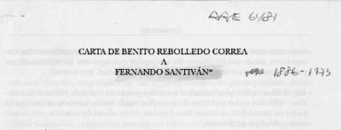 Cartas de Benito Rebolledo Correa a Fernando Santiván  [artículo].