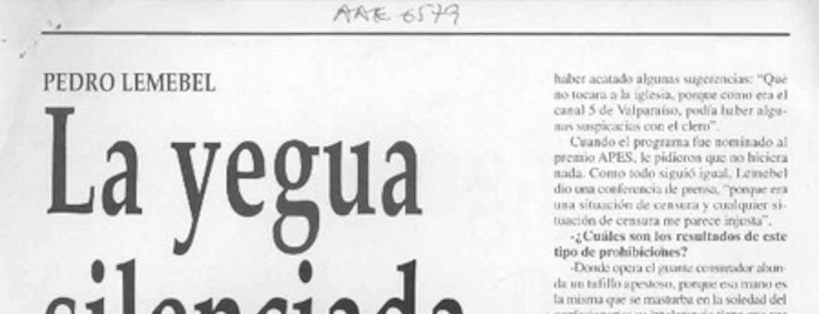 La yegua silenciada  [artículo] Maureen Schäffer.