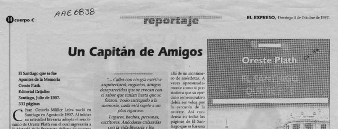Un Capitán de amigos  [artículo] Gabriel Castro Rodríguez