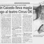 Franklin Caicedo lleva magia del tango al teatro Circus OK  [artículo].