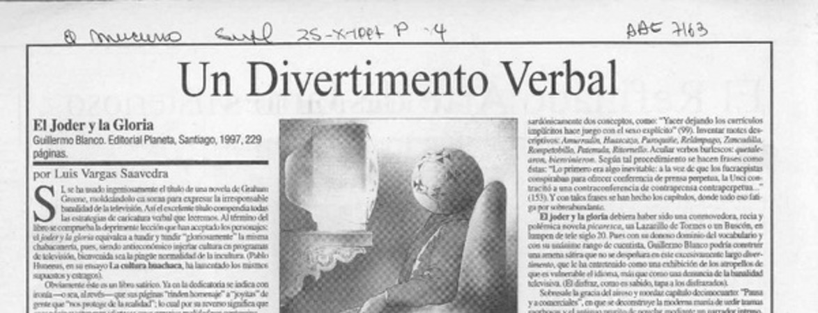 Un divertimento verbal  [artículo] Luis Vargas Saavedra.