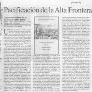 Pacificación de la Alta Frontera  [artículo] Francisco José Folch.