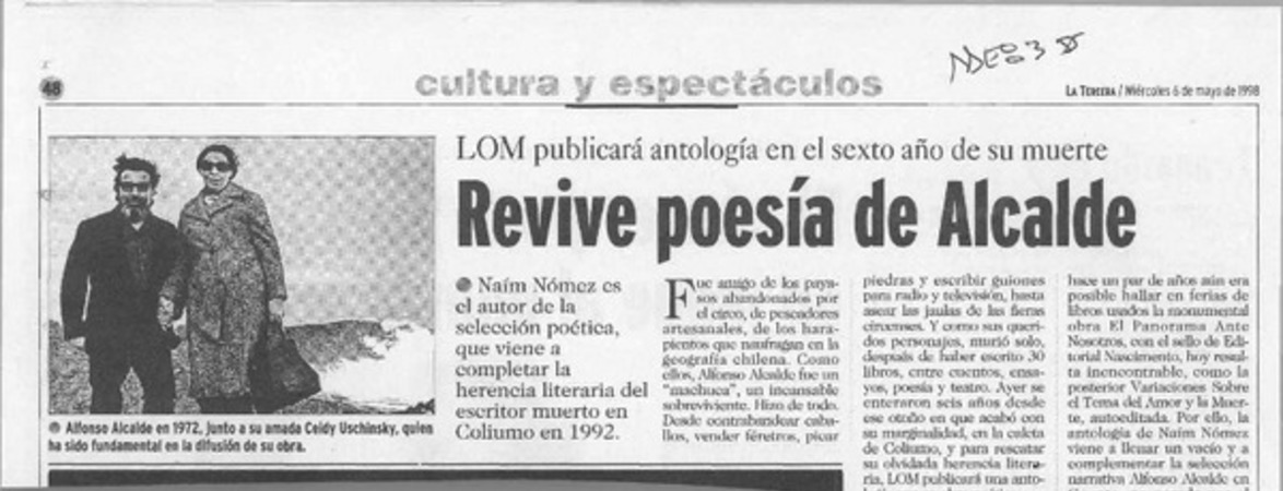 Revive poesía de Alcalde  [artículo].