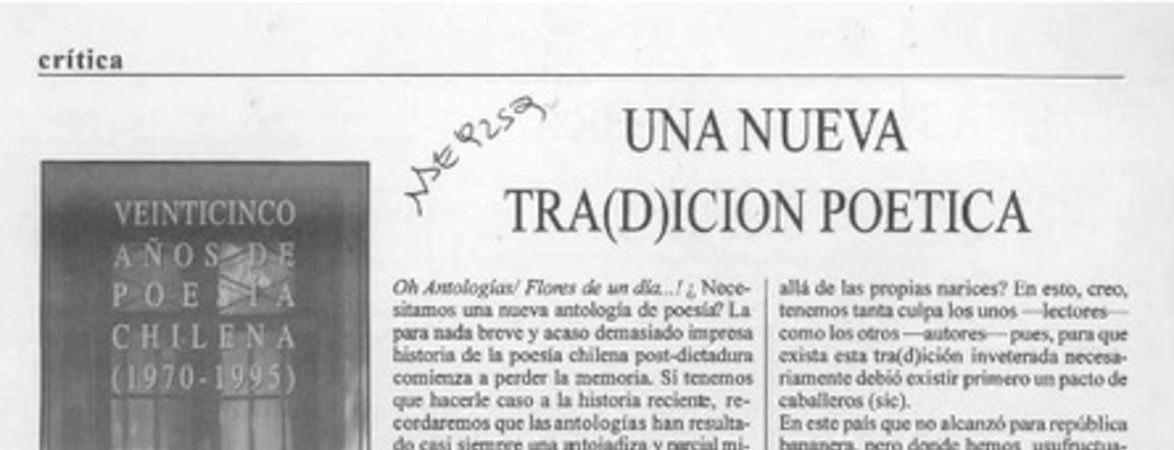 Una nueva tra(d)ición poética