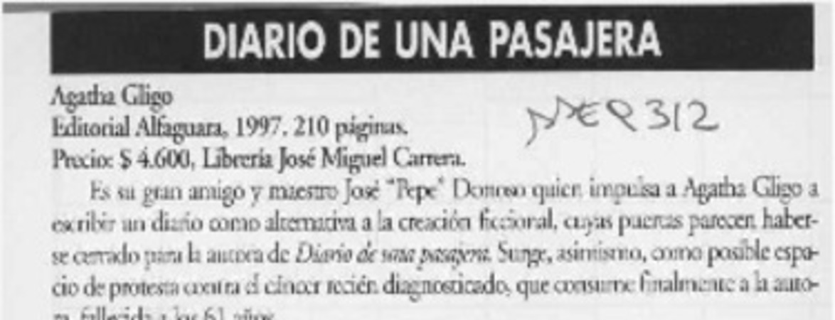 Diario de una pasajera  [artículo] Andrea Kottow.