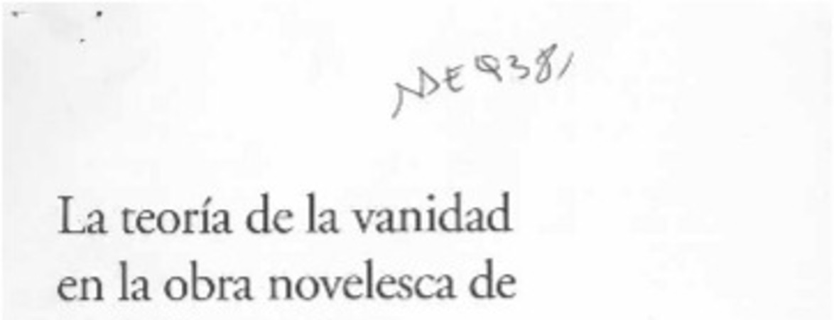 La teoría de la vanidad en la obra novelesca de Luis Orrego Luco  [artículo] Dieter Oelker.
