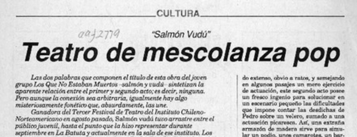 Teatro de mescolanza pop  [artículo] Juan Andrés Piña.