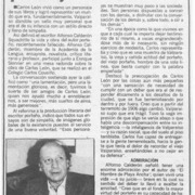 "Carlos León vivió como un personaje de sus libros"  [artículo].