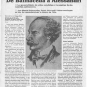 De Balmaceda a Alessandri  [artículo] Jaime Quezada.