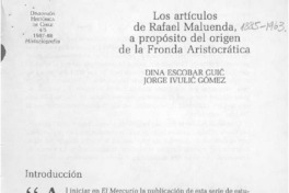 Los artículos de Rafael Maluenda, a propósito de la Fronda aristocrática
