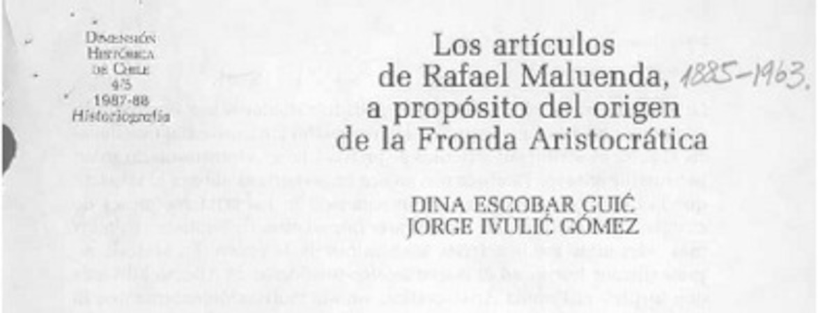 Los artículos de Rafael Maluenda, a propósito de la Fronda aristocrática
