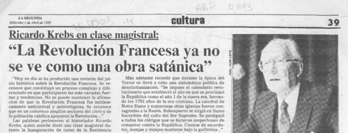 "La revolución francesa ya no se ve como una obra satánica"