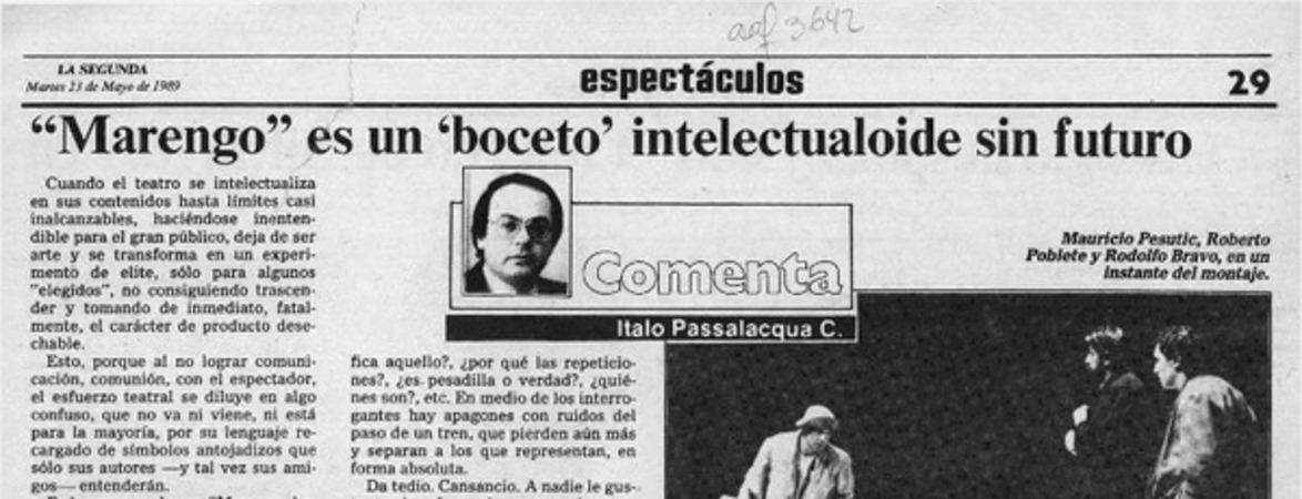 "Marengo" es un "boceto" intelectualoide sin futuro  [artículo] Italo Passalacqua C.
