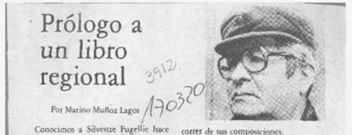 Prólogo a un libro regional  [artículo] Marino Muñoz Lagos.