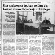 Una conferencia de Juan de Dios Vial Larraín inició el homenaje a Heiddeger  [artículo] Maura Brescia.