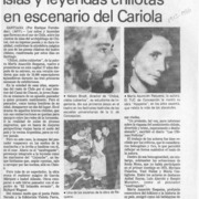 Islas y leyendas chilotas en escenario del Cariola  [artículo] Enrique Fernández.
