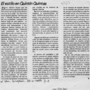 El estilo en Quintín Quintas  [artículo] S.