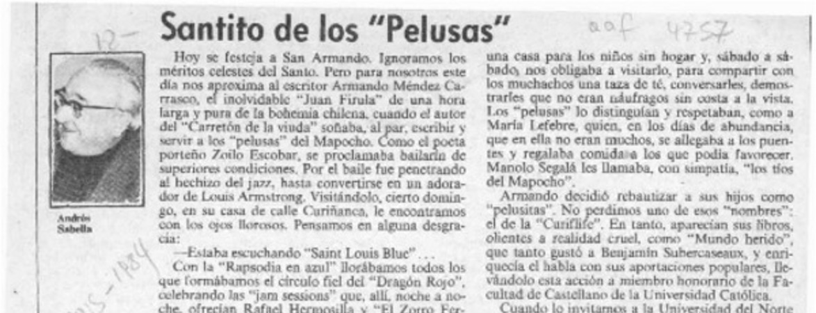 Santito de los "pelusas"