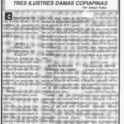 Tres ilustres damas copiapinas  [artículo] Ismael Núñez.