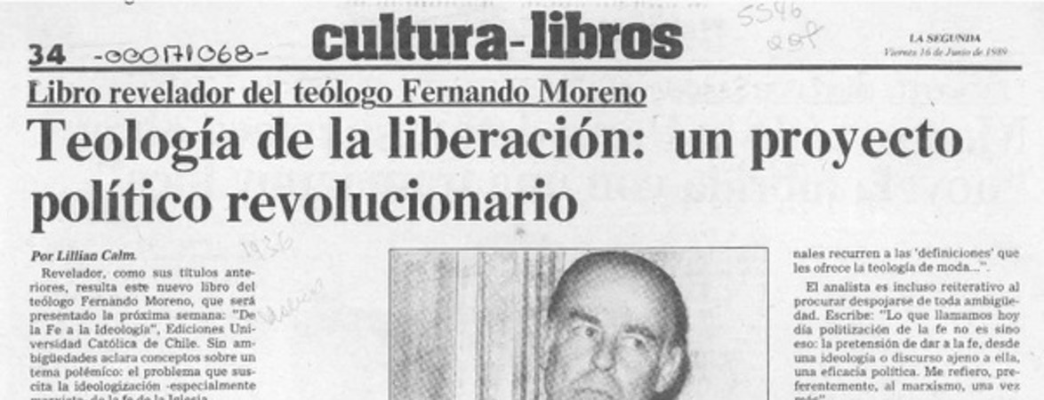 Teología de la liberación, un proyecto político revolucionario  [artículo] Lillian Calm.