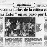 Elogiosos comentarios de la crítica consigue "La negra Ester" en su paso por Londres  [artículo].