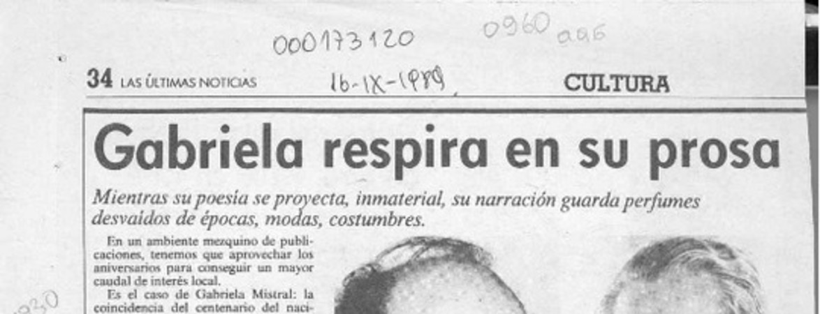 Gabriela respira en su prosa  [artículo] Rodolfo Gambetti.