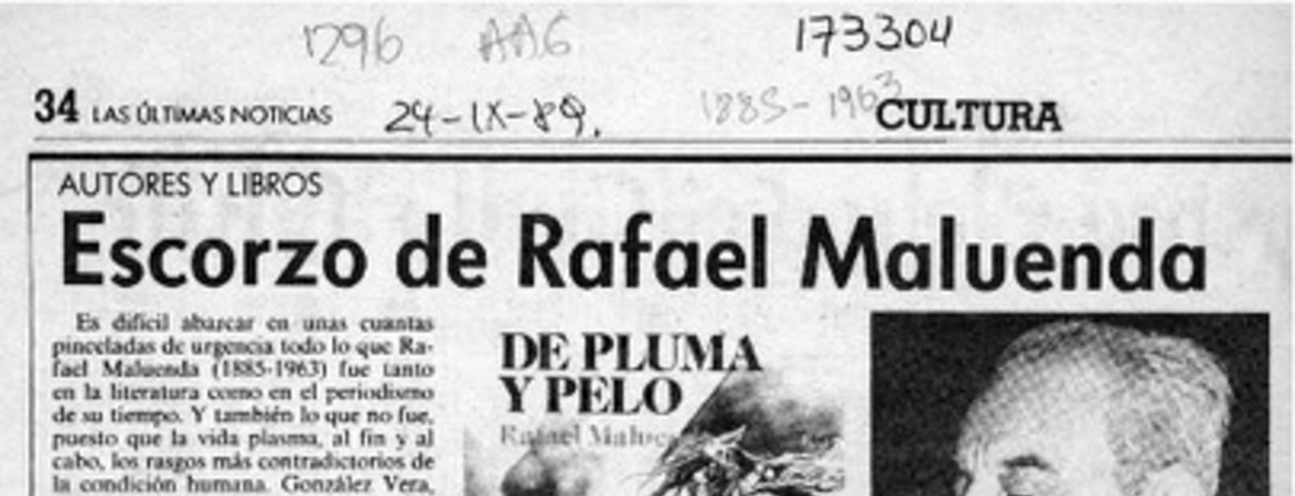 Escorzo de Rafael Maluenda  [artículo] Filebo.