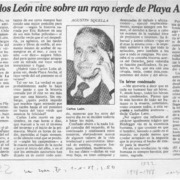 Carlos León vive sobre un rayo verde de Playa Ancha  [artículo] Agustín Squella.