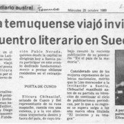 Poeta temuquense viajó invitado a encuentro literario en Suecia