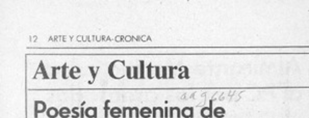Poesía femenina de la Región Metropolitana  [artículo] Pedro Mardones Barrientos.