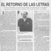 El retorno de las letras  [artículo] E. C.