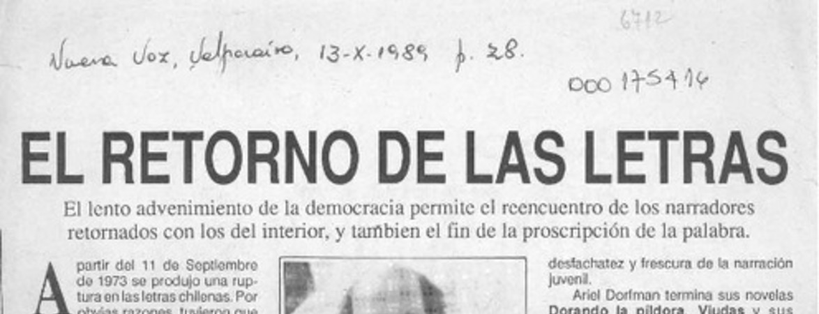 El retorno de las letras  [artículo] E. C.