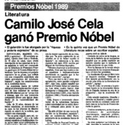 Camilo José Cela ganó Premio Nobel  [artículo].