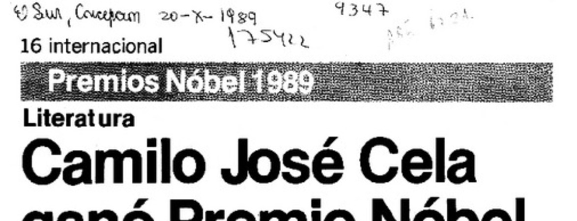 Camilo José Cela ganó Premio Nobel  [artículo].
