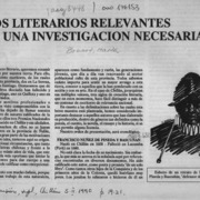 Datos literarios relevantes para una investigación necesaria  [artículo] Carlos René Ibacache.