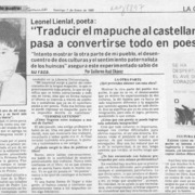 "Traducir el mapuche al castellano pasa a convertirse todo en poesía"  [artículo] Guillermo Raúl Chávez.