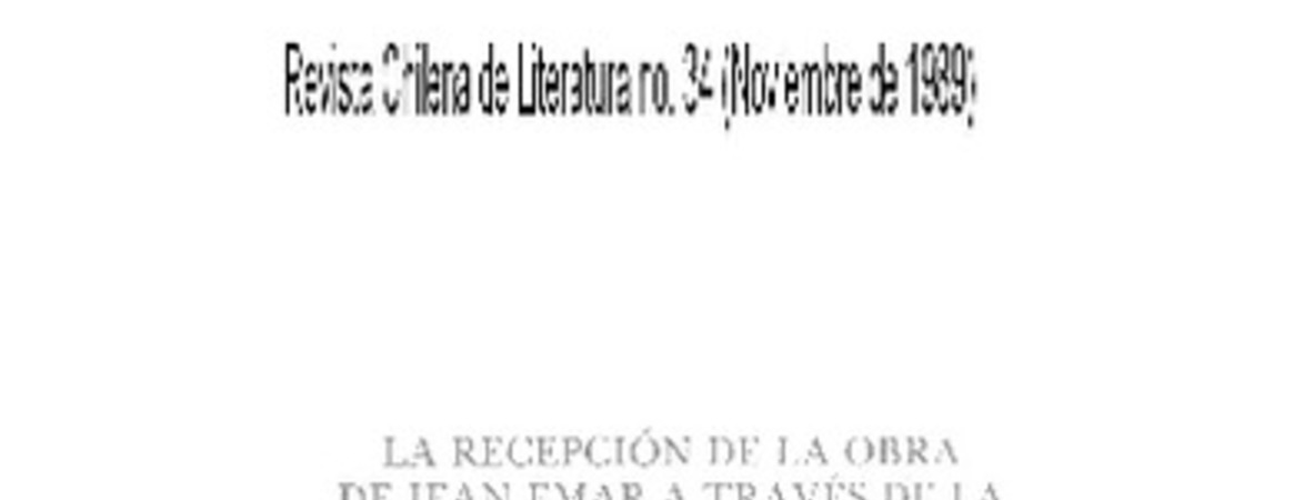 La recepción de la obra de Jean Emar a través de la crítica literaria periodística